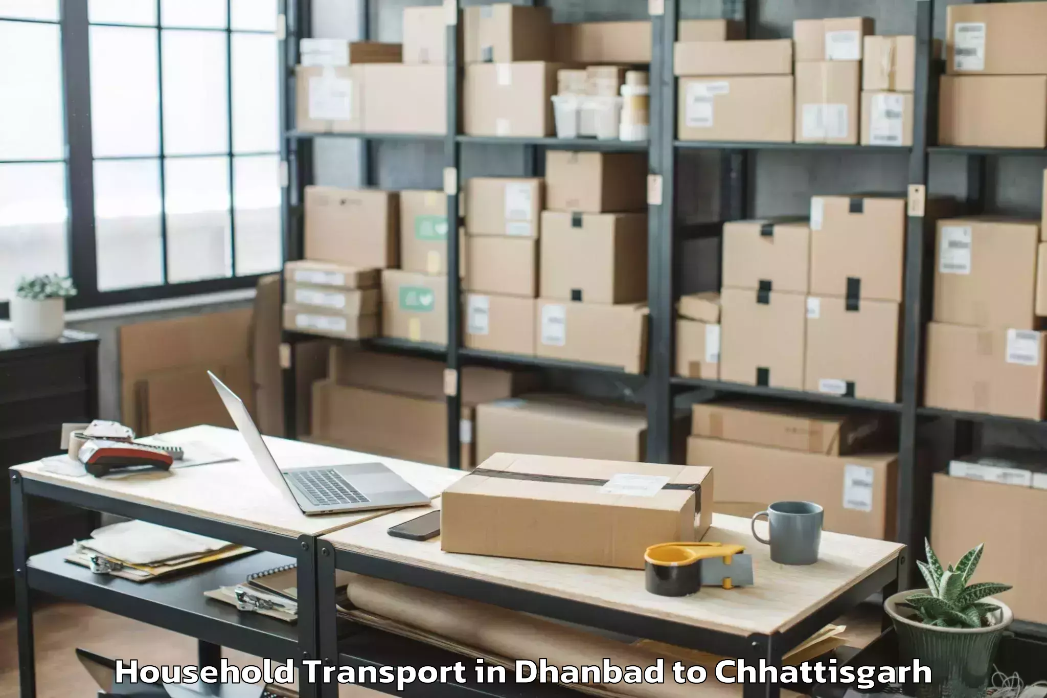 Dhanbad to Gunderdehi Household Transport Booking